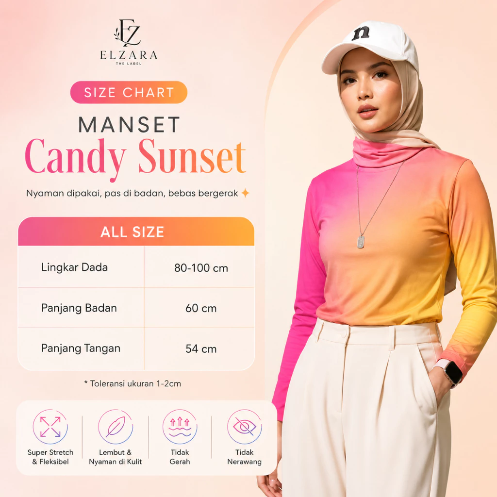 Elzara Manset Wanita Lengan Panjang Candy Sunset
